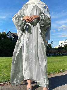 女士优雅长款泡泡袖睡袍，端庄长袍，春夏新品