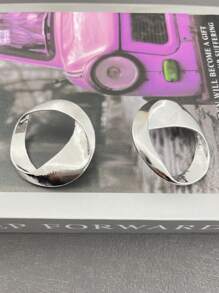 2 件简约圆形耳环，银色和金色几何吊坠耳环，女士时尚配饰 - style 1 - 查看 7