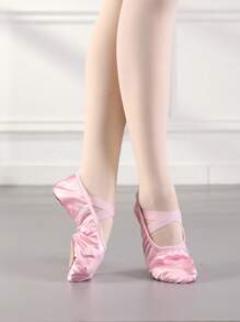 Women's Professional Satin Ballet Flats, Slip-On Style With Criss-Cross Elastic Strap Design, Breathable And Comfortable, Suitable For Ballet Practice And Performance - Baby Pink - View 5