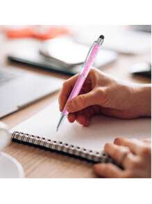 1 Set Of Black Metal Rhinestone Ball Point Pen, Laser Engraved Letter, Customizable, Suitable For Bar, School, Office Use, Corporate Promotion, Meeting, Teacher-Student Gift, Holiday Customized Gift - Black - View 5