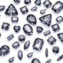 50 piezas/bolsa Piedras de strass premium brillantes de formas y tamaños variados para coser en ropa, zapatos, bolsos, decoración de vestimenta para boda, fiesta y disfraces (Colores: Blanco/Negro/AB/Rojo/Morado celeste/Morado cristal/Rosa/Verde/Azul)