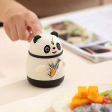 Panda Toothpick Dispenser Large Capacity Portable Bamboo Toothpick Organizer With Dustproof Scarf Cartoon Panda Toothpick Box With Automatic Pressing Toothpick Holder Cute Cartoon Toothpick Holder For Toothpick Storage And Organizer - White - View 4