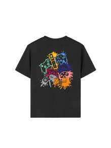 1 件适合夏季的青少年男孩休闲印花圆领短袖 T 恤，这款充满活力的 T 恤为每个孩子带来欢乐和幸福