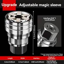 3pcs Multifunctional Universal Socket Tool, 3/8 Straight Handle Ratchet Wrench+Hexagonal Handle 3/8 Extension Rod+Single Head Adjustable Socket, Universal Maintenance Tool