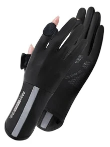 1 Pair Women's Mid-Length Fingerless Gloves, Breathable Anti-Slip UV Protection Driving Cycling Outdoor Gloves, Summer Summer - Khaki - View 9