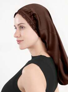 1 件装女士简约透气 100% 桑蚕丝夜间睡眠帽，长管发帽