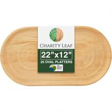 Disposable Palm Leaf 22" X 12" Trays (25 Pieces) Bamboo Like Serving Platters, Disposable Boards, Dinnerware For Weddings, Catering, Events