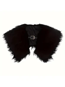 维京人角色扮演服装，仿皮草裹领斗篷，冬季大衣配腰带，带扣设计，适合万圣节，中世纪风格肩部仿皮草 - 彩色 - 查看 11