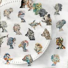 Bộ 50 miếng dán Graffiti chân dung ghép ảnh, thích hợp dán hộp đựng bút chì đàn guitar, kẹp tóc, bình nước, cặp, mũ bảo hiểm, ván trượt tuyết, máy tính xách tay, ốp điện thoại, tủ lạnh, cửa ra vào, hành lý. - Nhiều màu - Xem 5