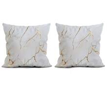 2pcs/Set White Marble Texture Pattern Printed Throw Pillow Covers 45*45cm - Multicolor - View 1