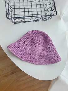 1pc New Solid Color Casual Simple Straw Hat, Lightweight Summer Sun Protection, Foldable & Versatile - Straw Hat - View 14