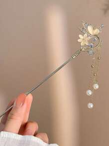 1pc Light Gold, Niche, Floral Cat's Eye, Crystal Tassel, High Class, Bohemian, Retro, Women's Hairpin, Five-Color Stone Women's Hairpin, Chinese Style Cosplay, Cute Personalized Elegant Hair Accessory, Gift For Friends And Girlfriends,Chinese Hair Sticks,Chinese Hair Accessories,Hair Sticks,Lily Of The Valley,Hair Chopsticks For Women Hair Bun Hair Bun Maker Bun Hair Piece Hair Styling Pins