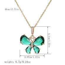 新款时尚优雅多色水晶蝴蝶吊坠项链，方晶锆石不锈钢颈链 - 节日及周年纪念礼物 - 蝴蝶型 - 查看 8