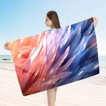 1pc Feather Pattern Extra Large Beach Towel - Soft, Light-Weight, Absorbent Polyester Bath Towel, Suitable For Travel, Swimming, Camping, Yoga, Beach Party, Fitness And Seaside Vacation, Perfect Gift For Family And Friends Mother's Day Flowers, Personalized Gifts For Mom, Last Minute Gifts, Mother's Day Ideas, Mothering Sunday Gifts, Handmade Cards For Mum, Best Mother's Day Gifts Under $50 Summer, Holiday