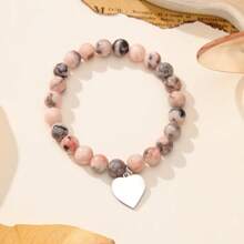 1 件定制雕刻天然石弹性手链 - 完美的生日、周年纪念日或情人节礼物，最佳母亲节礼物 - 彩色 - 查看 8