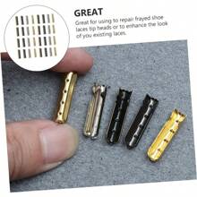 GLSTOY 100Pcs Punta Metálica Para Cordones De Zapatos Reemplazo De Agujetas Con 4 Agujeros Accesorios Para Reparación De Calzado En Colores - Negro - Ver 9