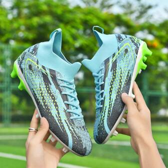 足球、棒球、足球鞋、男式户外运动鞋 TF 钉鞋、学生和成人、人造/天然草训练鞋、AG 长钉鞋、防滑、舒适、专业皮革足球鞋、紫色、黑色、白色、月色、高帮、青年、世界杯、最优惠价格