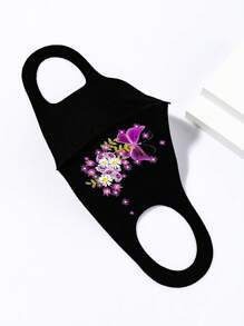 1 szt. personalizowana kolorowa maska na twarz z nadrukiem motyli i kwiatów, lekka, oddychająca, chroniąca przed słońcem, odpowiednia na festiwale, imprezy, na zewnątrz, do noszenia na co dzień