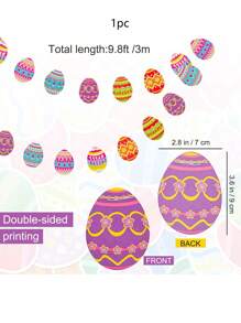 1 pieza Conjunto de corona de huevos de Pascua, Pancarta colgante de Feliz Pascua, Pancarta de huevos de Pascua recortados en papel con estilo rústico, Suministros de fiesta temática de primavera para regalo de chimenea