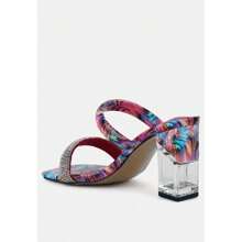 Krypton Marble Print Clear Block Heel Sandals