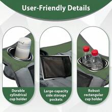 Oversized Camping Chair, Portable Folding Camping Chairs With Side Pocket, Cup Holder And Carry Bag, Heavy Duty Outdoor Camping Chairs For Adults, Fishing, Sports, Trip, Up To 400lbs - Green - View 6