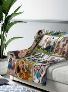 1件定制照片毯，定制法兰绒毯，可印照片和文字，床上用品毯，定制床毯，定制图片毯，个性化家庭照片毯，定制图像毯，个性化家庭照片毯，个性化披毯，送给挚友的毯子，送给男友、女友、爸爸、家人、妈妈、朋友的舒适毯子，适合周年纪念、毕业典礼、乔迁之喜、婚礼、生日等场合，可用于沙发、床、汽车、茶室、卧室、客厅、办公室等场所，营造温馨氛围，沙发床 - 12Photos - 查看 5