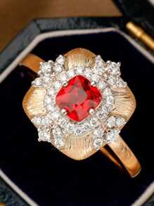1 件 S925 纯银时尚复古皇家红色女士戒指，适合日常佩戴、节日、派对、珠宝礼物 - 宮廷風女士戒指 - 查看 8