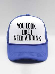 1pc Women's Printed "YOU LOOK LIKE I NEED A DRINK" Mesh Baseball Cap With Adjustable Strap, Outdoor Sun Protection Casual Hat For Spring/Autumn Travel, Beach Vacation, Tennis Cap - Baseball Cap - View 15