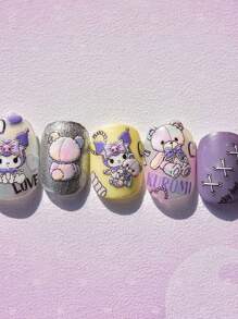 Sanrio Tomoni & Sanrio Collaboration Cute Melody, Kuromi, Hello Kitty 5D Embossed Nail Stickers, Self-Adhesive Nail Art Decorations