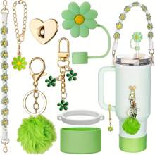 8 pièces Set d'accessoires de tasse pour Tumbler 40oz & 30oz, Tumbler avec sangle de poignée - Comprenant couvercle de paille, sangle de bouteille d'eau, crochet en forme de cœur, manchon en silicone, porte-clés, cadeau idéal pour la Saint-Valentin, pour les activités en plein air, le camping, fournitures pour la rentrée scolaire
