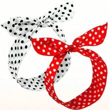 2/4pcs Polka Polka Dot Headband Suitable For Girls And Women, Vintage Bandana (Red, Black, White) Printed Headband From The 1950s, Cute Bow Dots, Hair Accessories For Women's Daily Use Turban Headband Sweatband