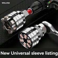 3pcs Multifunctional Universal Socket Tool, 3/8 Straight Handle Ratchet Wrench+Hexagonal Handle 3/8 Extension Rod+Single Head Adjustable Socket, Universal Maintenance Tool