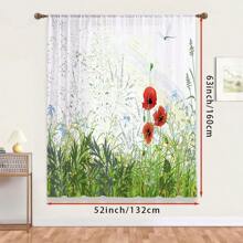 1 szt., styl pasterski - zwiewna zasłona, wzór kwiatowy - łąka - ważka, światło - zmiękczające, prywatność - ochrona, drążek - kieszonkowy design, przystosowanie do każdej pory roku, uniwersalny wystrój domu, kompozycja poliestrowa, dodanie naturalnego rustykalnego uroku do sypialni, salonu, pomieszczeń do nauki.