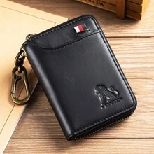 Top Grain Leather Keychain, Waist-Hung Access Card & Anti-Theft Real Leather Key Holder, 2-In-1 Coin Purse, Multi-Card Slots Short Wallet, Suitable As Gifts For Valentine's Day, Father's Day, Teachers' Day, Back To School, Graduation, And Christmas