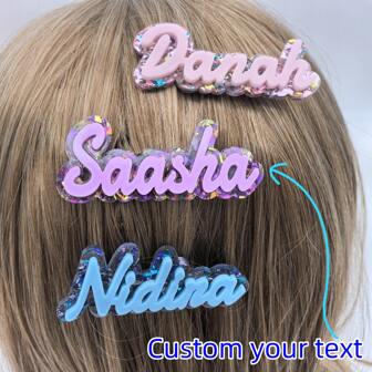 1pc Customized Acrylic Name Hair Clip, Elegant Minimalist Double-Layer Design, Personalized English Letters, Cute And Fashionable - Perfect Gift For Family And Friends, Engraved, Adorable, Funny, Kawaii, Y2K, Unisex, Casual, Custom, Personalized, Unique, Customized, Ideal Gifts For Her, Her, Boyfriend, Girlfriend, Family, Friends, For Anniversaries, For Valentine's Day, For Mother's Day, For Birthdays, For Children's Day, For Father's Day, For Housewarming, Chic Autumn, Apparel Accessories, Customized Hair Accessories
