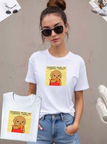 Camiseta, Playera , Hombre y Mujer, couple, parejas, amigos , animado, trabajo, ternurin, frase ,Conjuntos, Una pieza,  playera unisex - Blanco - Ver 4