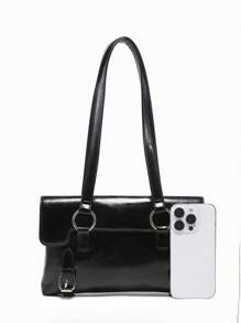 1pc Women's Street Y2K Style Vintage Multi-Strap Metal Decor Casual Shoulder Crossbody Bag, Large Capacity Underarm Bag For Going Out, Dating, Party