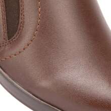 Zapato De Piel Para Mujer Color Café, Diseño Clásico Con Tacón Bajo Ancho y Suela Sintética - Café integral - Ver 5