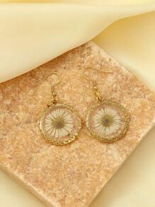 2 款精致时尚的不锈钢透明永生花耳环，干花滴管吊坠适合日常使用，节日约会礼物配件 - 彩色 - 查看 3