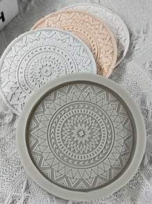 Diy Crystal Epoxy Cup Mat Mold, Mirror Finish Pattern Circle Resin Silicone Mold For Teacup