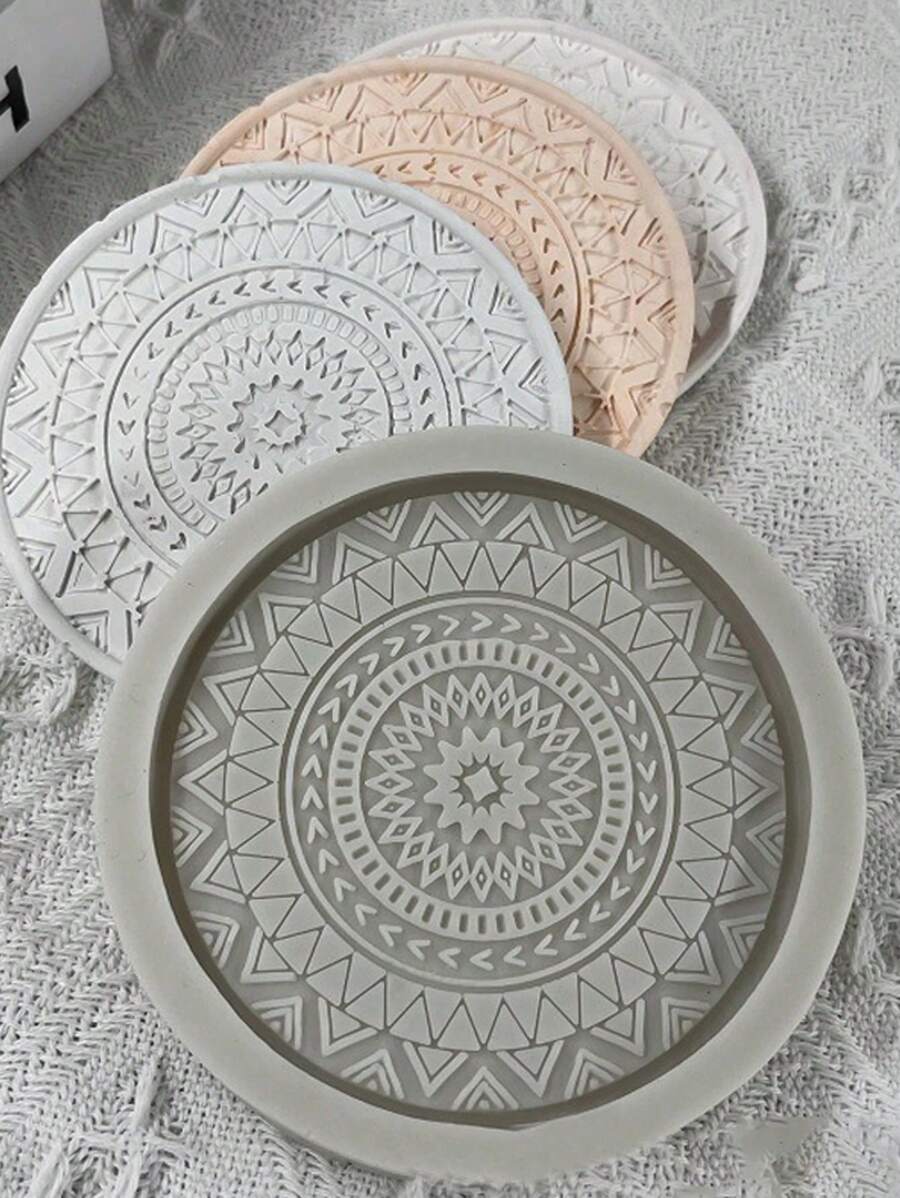 Diy Crystal Epoxy Cup Mat Mold, Mirror Finish Pattern Circle Resin Silicone Mold For Teacup