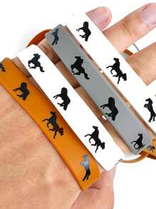 4/12 piezas Pulseras de goma con diseño de caballo, pulseras de silicona de carreras de caballos, decoración de fiesta vaquera, regalos de fiesta con temática de caballos