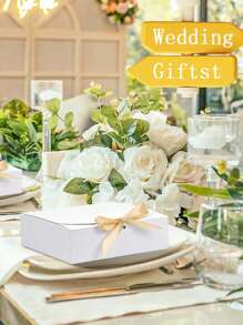 10 cajas de regalo con tapa blanca, cajas de regalo a granel con tapa, cajas de regalo para damas de honor (con cinta), adecuadas para bodas, cumpleaños, baby showers y otras fiestas. Cajas de regalo para el Día de San Valentín, cajas de regalo para el regreso a clases en el Día de San Valentín. - Blanco - Ver 6