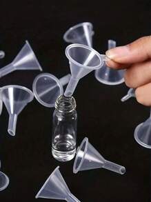 Juego de 5 embudos de plástico, embudo mini, embudo mini para líquidos de perfume, embudo para llenar aceites esenciales, embudo pequeño de plástico transparente para llenar botellas, perfumes, aceites esenciales, productos químicos de laboratorio, manualidades, accesorios de cocina - Multicolor - Ver 3