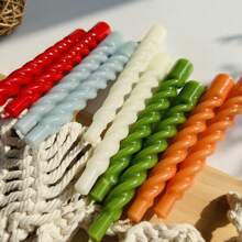 1 caja con 2 piezas de velas en espiral tipo taper, de 6.7 pulgadas/17 cm, diámetro de base de 2 cm, con un tiempo de quemado de 4 horas, sin goteo, diseño en forma de taper, sin fragancia, para decoración de fiestas, bodas y cenas - Multicolor - Ver 7