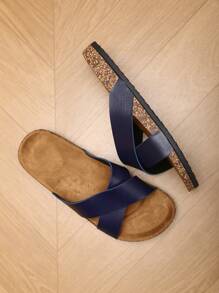 2025 New Retro Soft Cork Bottom Men Casual Slide Sandals, Suitable For Outdoor Commute And Indoor Home Use - Dark Blue - View 7