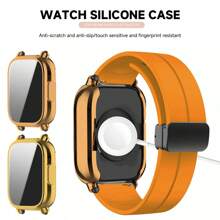 Magnetisches Silikonarmband + Hülle kompatibel mit Xiaomi Redmi Watch 5 Active Lite Smartwatch Armband und Hülle kompatibel mit Redmi Watch 5 Active Lite