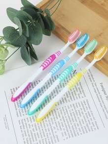 1pc Manual Dual-Color Sharpening Silk Toothbrush, Adult Soft Bristle Toothbrush, Household Daily Necessities, Super Toothbrush - Multicolor - View 2