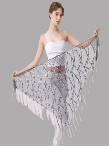 1 nouveau écharpe de hanches à paillettes et à franges pour danse du ventre, costume de danse du ventre, ceinture de pratique pour femme, écharpe de hanches triangulaire, cadeau parfait
