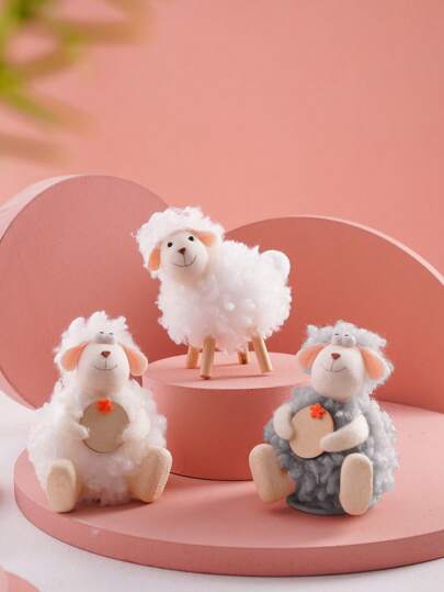 1 pieza Decoración ornamental de oveja linda, decoración de sobremesa para la celebración del Festival de Ramadán, placa de madera para escribir bendiciones, adecuada para Ramadán y Eid Al-Adha, regalo adorable y decoración de fiesta